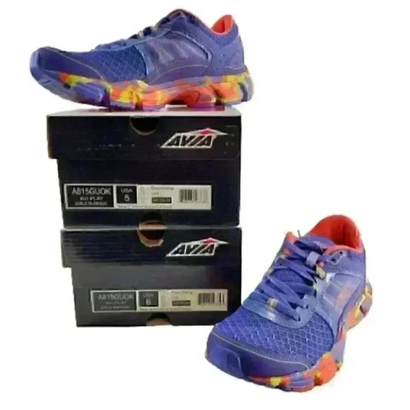 Avia Girls Avi-Play A815 GUOK Running Shoe Girls Size 5/6 Colorfull Lacep-Up - Picture 2 of 8
